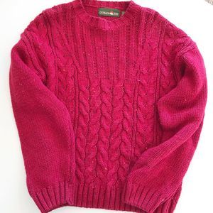 Outback Red Vintage Sweater 90s Red Chunky Cable Knit Small